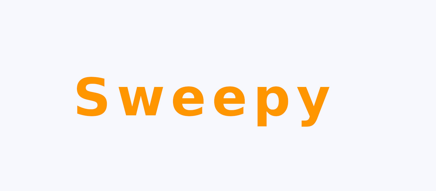 Sweepy wordmark in orange lettering